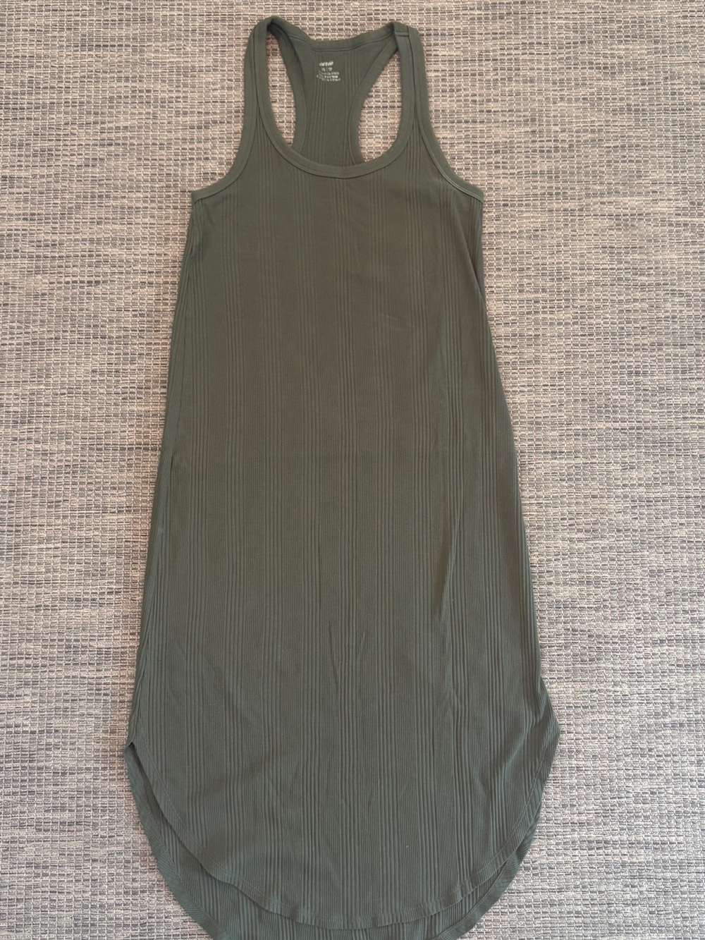 Aerie Ribbed Racerback Midi Dress - Olive Green